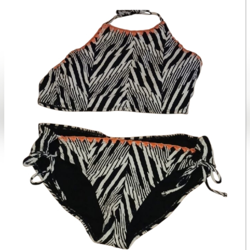 NWOT Zebra Print Bikini Set with Coral Accents